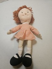 FAO Schwarz LITTLE RED 1994 16" Plush Rag Girl Doll Orange Yarn Hair Vtg Gingham