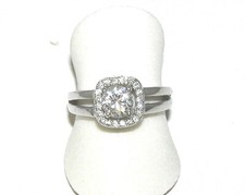 6mm Round Cubic Zirconia Ring in Square Setting Sterling Silver Sizes 6.75 and 7