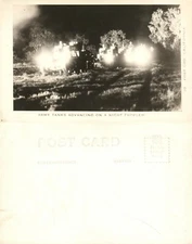 ARMY TANKS ADVANCING ON A NIGHT PROBLEM REAL PHOTO POSTCARD VINTAGE RPPC 