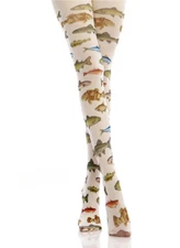 New Women's Opaque Colored Tropical Fish Printed Tight Pantyhose