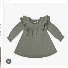 Quincy Mae Long sleeve flutter dress new gray 3-6 M