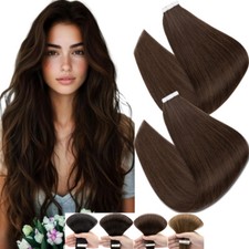60pcs 100 Real Tape In On Remy Human Hair Extensions Highlight 120g Thick Brown