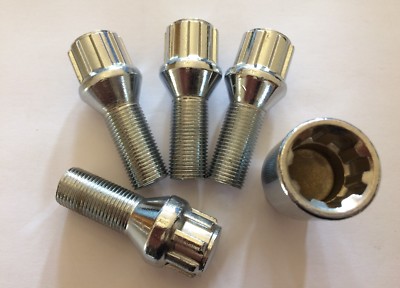 M14X1.25 SILBER BIMECC ALUFELGEN SICHERUNGSSCHRAUBEN 28mm GEWINDE PASSEND FÜR BMW 1 SIEHE LISTE