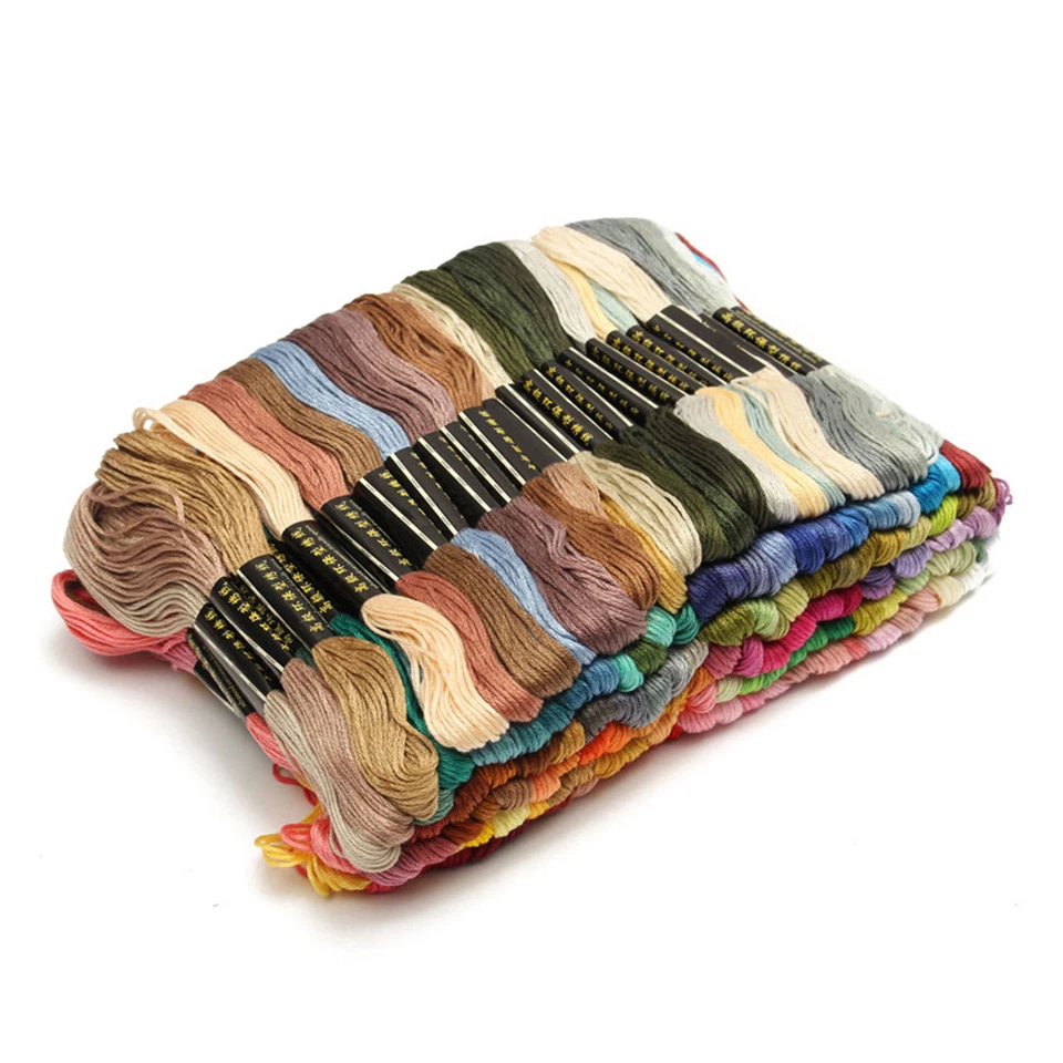 Lote 100 madejas de coser bordado hilo de algodón hilo de punto de cruz varios colores Foto 2 de 4