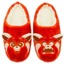 Disney Parks Mei Panda Turning Red Plush Slip on Slippers for Adults NWT