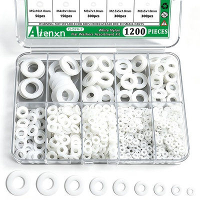 #ad #ad 1200PCS White Nylon Washers Assortment Kit Nylon Flat Washers for Bolts 9 Metr $15.99