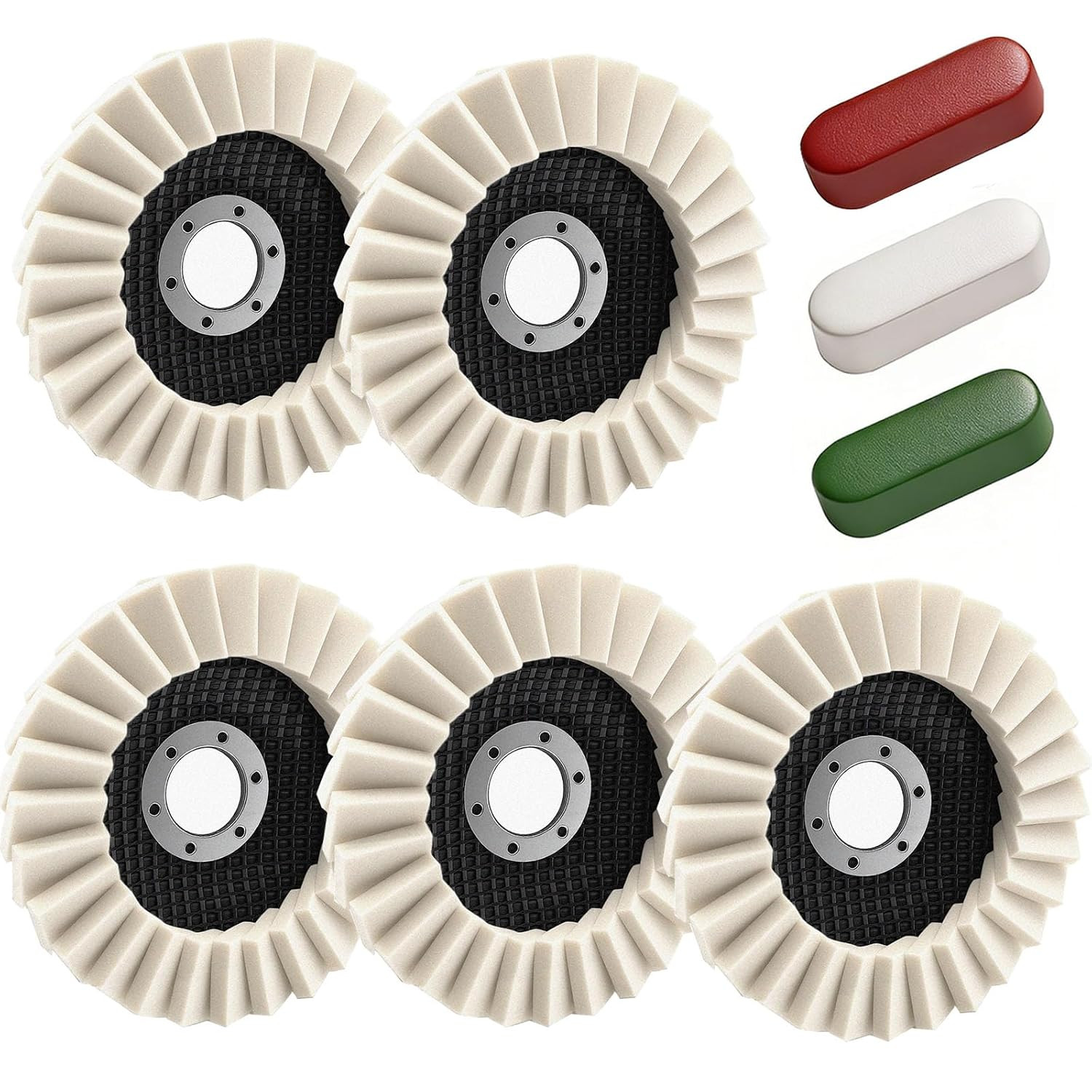 8 Pcs Wool Polishing Wheel Kit with Compound for Angle Grinder,Includes 5Pcs