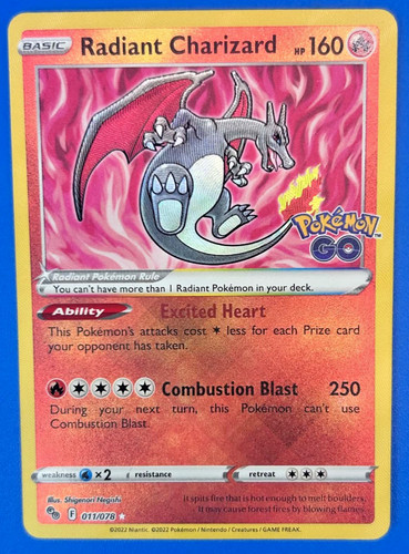Radiant Charizard 011/078 Pokémon GO Radiant Rare Holo English NM Excellent