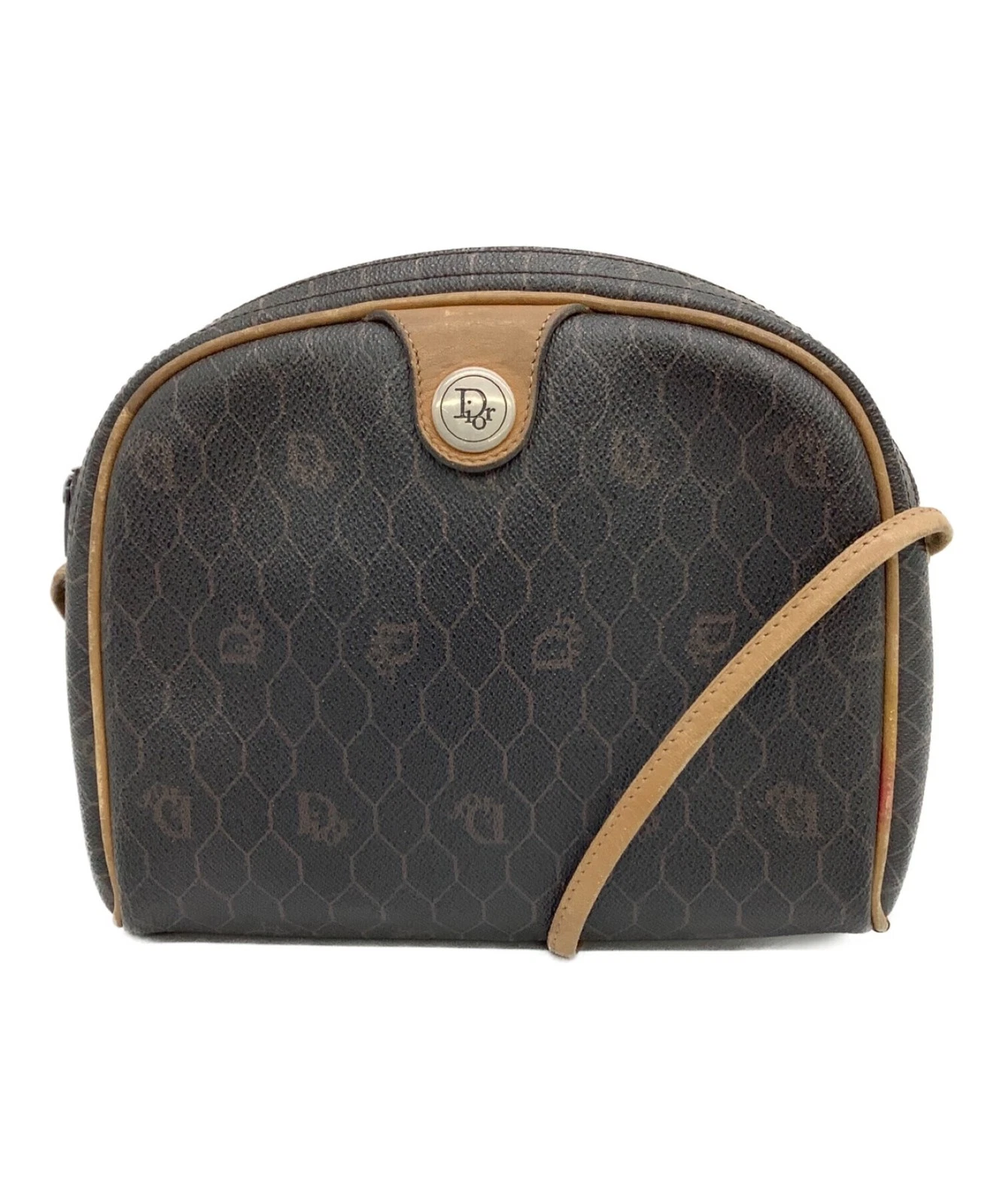 Sac à main fourre tout Christian Dior nid d'abeille marron foncé authentique