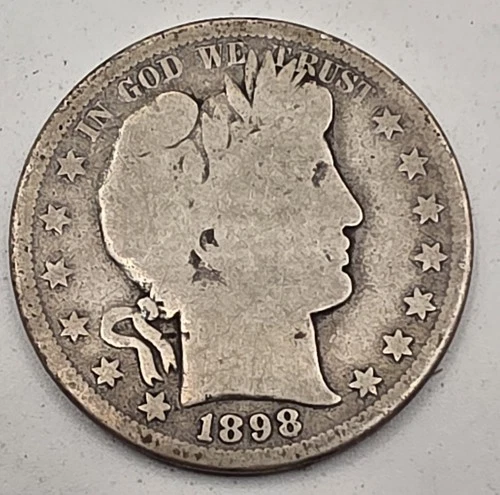 1898-S (.3617 OZ SILVER) Barber Silver Half Dollar  *SILVER*