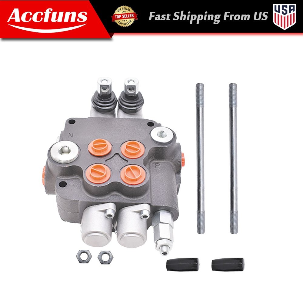 New 21 GPM 3600 PSI Hydraulic Control Valve Double Acting SAE Ports 2 Spool