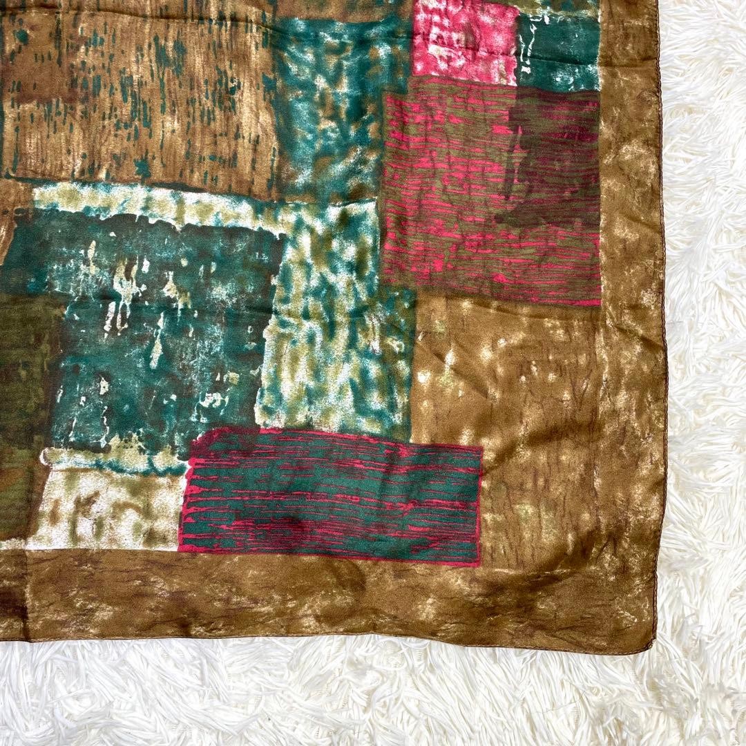 Large Pattern Silk Scarf 87x88cm Patchwork Fashio… - image 12