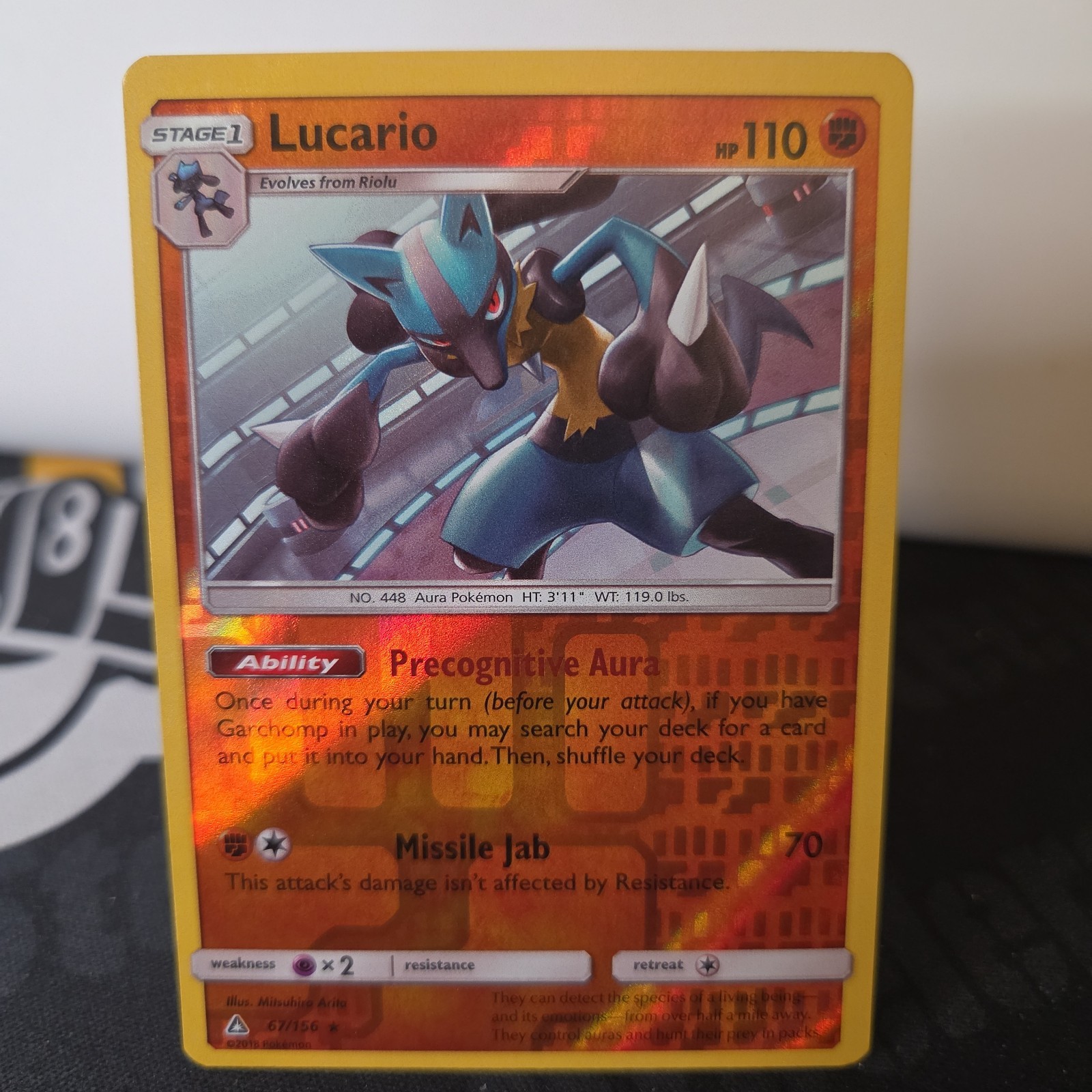 Lucario 67/156 Holo Rare Ultra Prism Pokemon Reverse Holo - LP