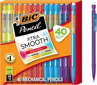 BIC Xtra Smooth 0.7mm Mechanical Pencils, 40-Count, Refillable   Fast Shipping