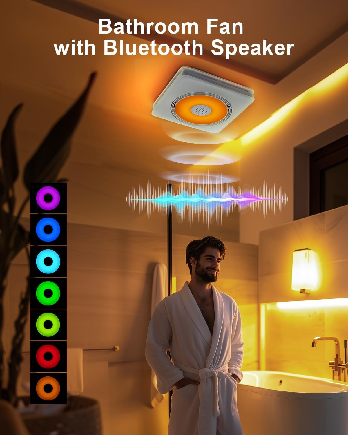 GROWNEER Bathroom Fan with Bluetooth 160 CFM Sperker, White 