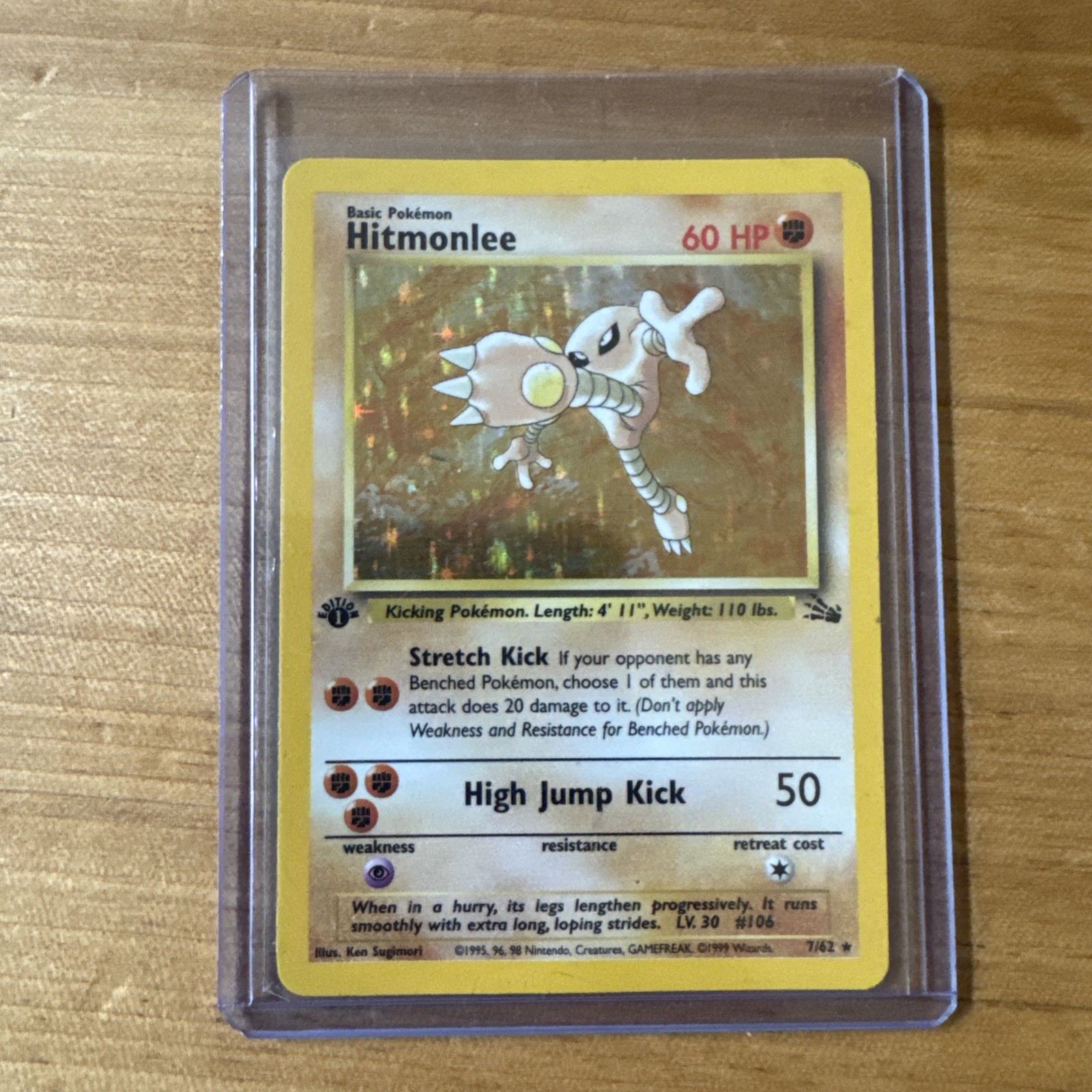 Hitmonlee 7/62 Fossil Holo 1st Edition - Pokemon Card - LP