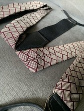 VINTAGE RALPH LAUREN POLO MEN  s SUSPENDERS Herringbone Maroon White