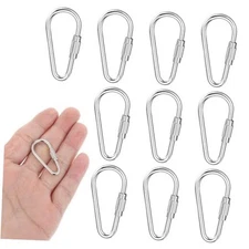 10 Pieces Heavy Duty Stainless Steel Quick Link Metal Mini Locking Carabiner 