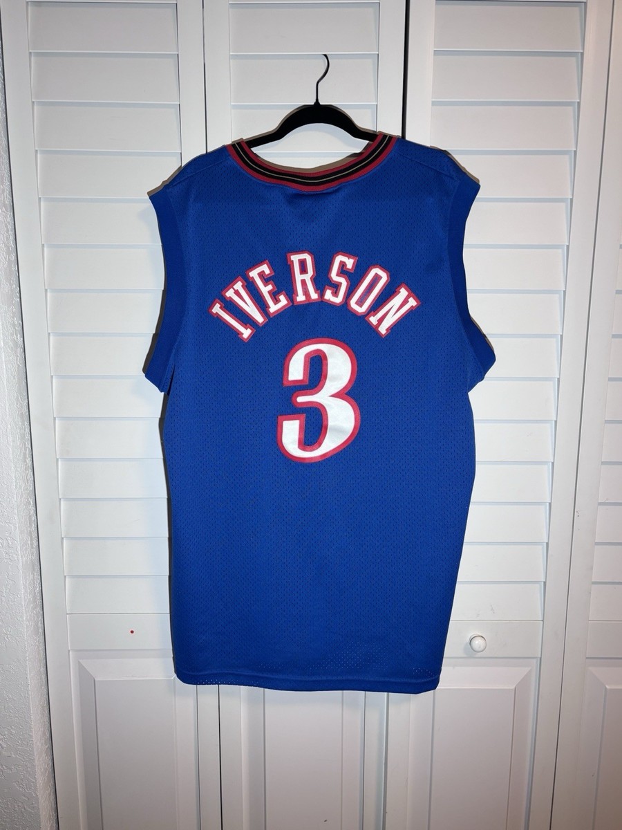 NIKE SIXERS IVERSON 3 NBA バスケ ユニフォーム Nike Sixers Allen Iverson #3 Jersey XL Length +2 Blue Vintage NBA