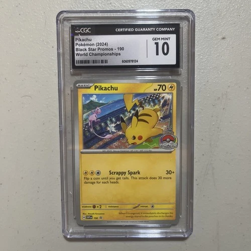 Pikachu 190 Black Star Promo CGC 10 Pokémon TCG SV World Championships -STAMPED-