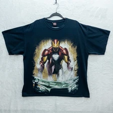 Iron Man Marvel Mad Engine Y2K Black Graphic T-Shirt Size Large