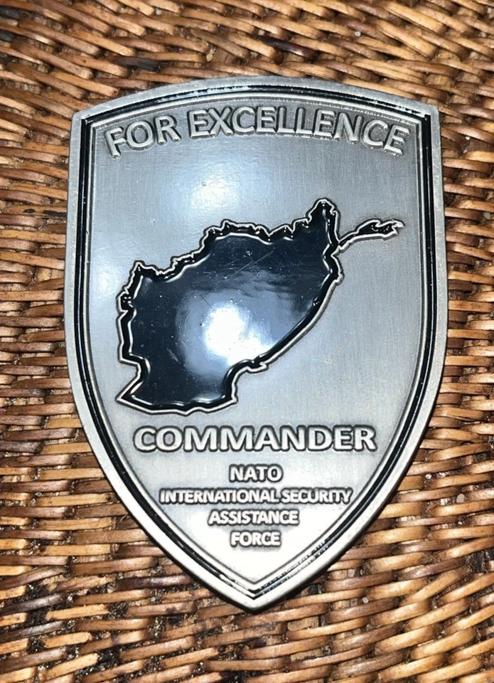 ISAF NATO-OTAN Shield Challenge Coin Afghanistan - For Excellence - Silver Star - Image 2 of 2