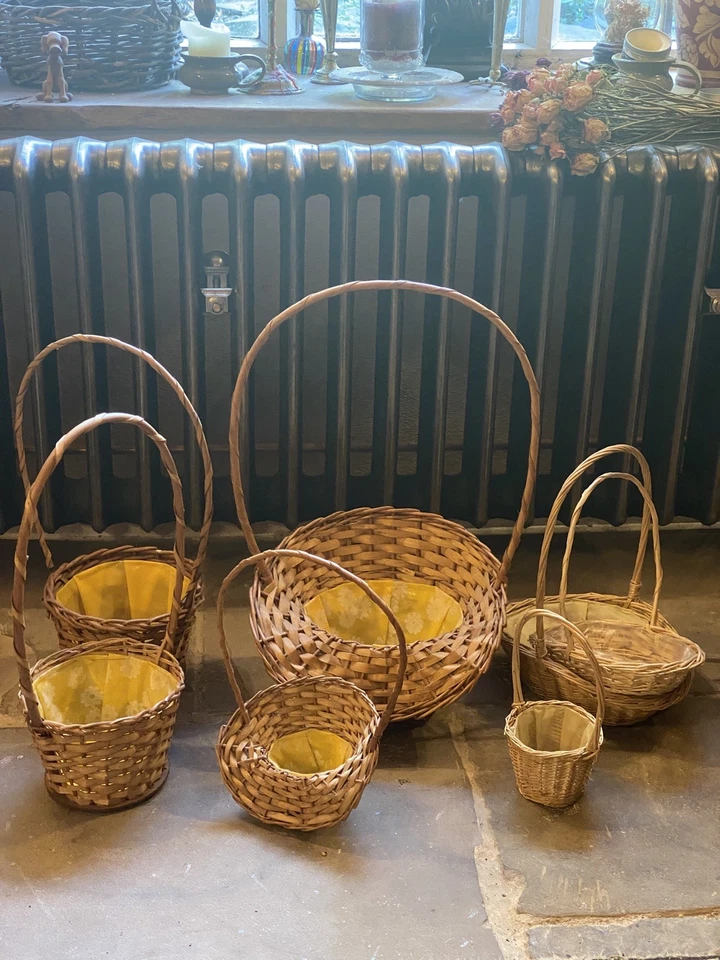 Flower arranging baskets x 7 assorted sizes with handles - Image 4 of 4
