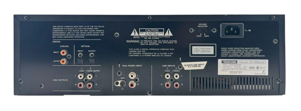 TASCAM CC-222SLMKII Rack Mount CD Recorder / Cassette Deck Combo Player - Image 3 of 4