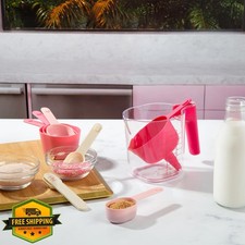 Paris Hilton 9pc Measuring Cups Spoons Set, Pink Plastic, Funnel, Leveler
