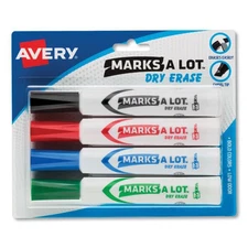 Avery 24409 MARKS A LOT Broad Chisel Tip Dry Erase Marker - Assorted (4/Set) New