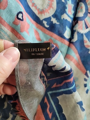 "Envoltura de bufanda Melifluos 100 % viscosa 36""x72 en azul rosa estampado boho" - Imagen 2 de 6