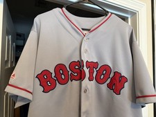 BOSTON RED SOX Vintage 90s Majestic Stitched MLB Gray Baseball Jersey XL-2XL