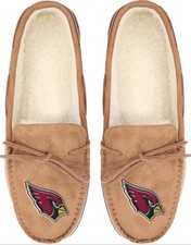 Arizona Cardinals NFL Moccasin Slippers FOCO Large Mens Brown Sherpa Lined NWT