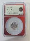 1943 10c Silver Mercury Dime NGC MS64 FB Full Bands Red Core