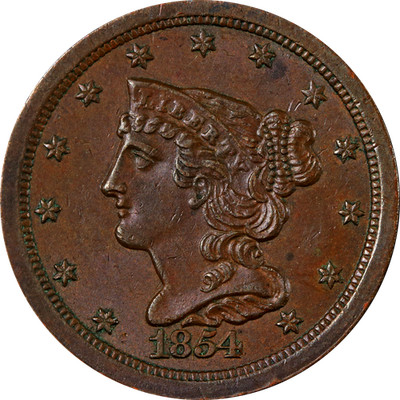 1854 Braided Hair Half Cent - Choice