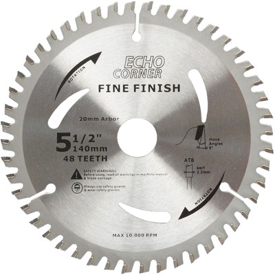 Echo Corner 5-1/2'' (20mm Arbor) Wood Cutting Circular Saw Blade Silver 