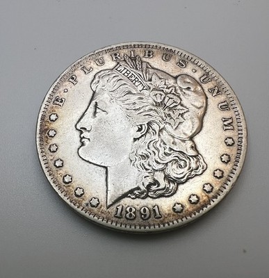 1891 CC $1 Morgan Dollar Spitting Eagle VAM-3 Rare Variety - VF/XF US Coin Toned