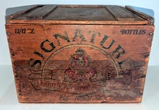 Vtg Wooden Box Strohs Signature Beer Family Brewers Sliding Lid Peter Stroh 9"