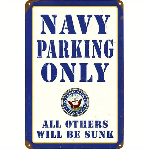 Vintage Navy Parking Only Metal Sign - 8x12 Inch Retro Iron Wall Tin Metal Signs