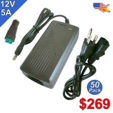 12V 5A 60W Ac/Dc Power Supply Adapter 10 50 Pack For 3528 Led Strip Light CCTV