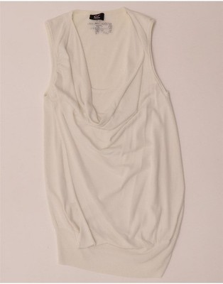 Gianfranco Ferre Damen ärmellose Bluse Top UK 12 Medium weiß Viskose CW03