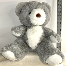Etone Gray White Bear Plush 19" Stuffed Animal Toy Made in Korea Vintage 1985