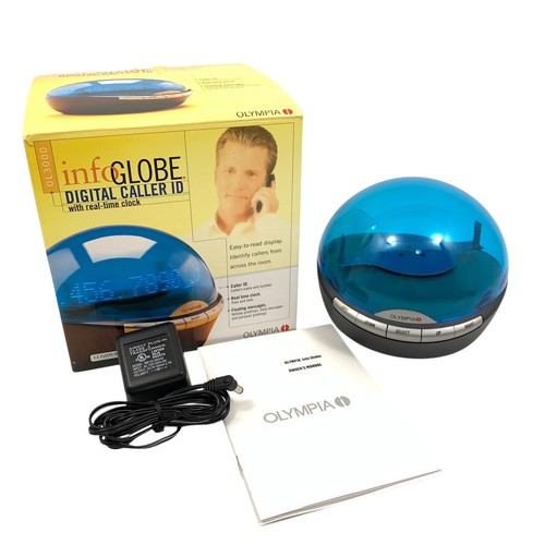 Olympia Info Globe Digital Caller ID w/ Real-Time Clock Messages WORKS See Video