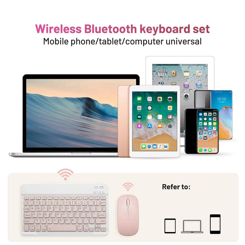 10 Inch Bluetooth Keyboard Rechargeable Ultra-Slim Mouse Keyboard Set for4623 - Image 2 of 4