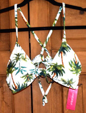 Xhilaration Junior's Bikini Top Size L 8-10 Tropical Palm Trees