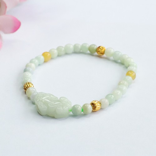 Burmese Jade Pixiu Bracelets Bead Women White Natural Jadeite Jewelry Charms