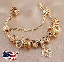 1 pcs Gold-Tone Love Charm Bracelet Fade-Resistant Plating Elegant