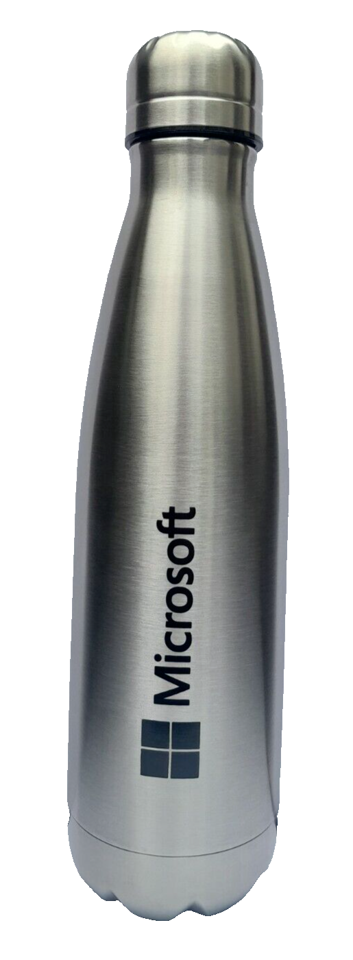 MICROSOFT PROMO METAL INSULATED DRINKS FLASK / BOTTLE NEW!