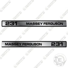 Fits Massey Ferguson 231 Tractor Hood Decals (Set of 2) - Metallic Silver Vinyl!