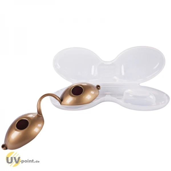 Solarium Gafas Protección Ocular Gafas UV para Banco de Sol en Estuche (Dorado)